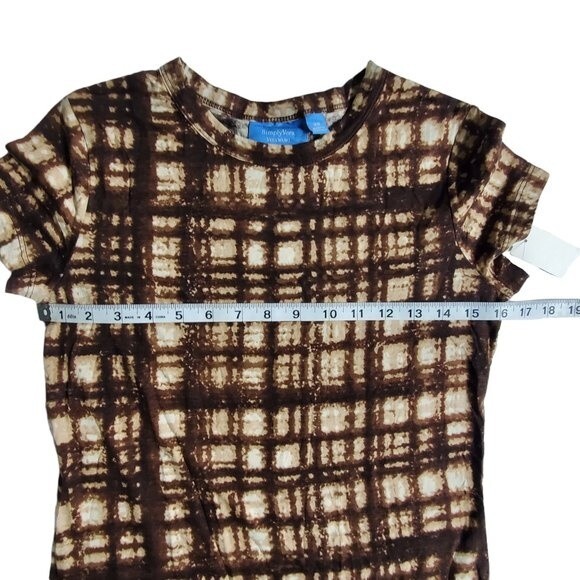 Simply Vera Vera Wang brown plaid short sleeve top sz XS - Picture 9 of 15